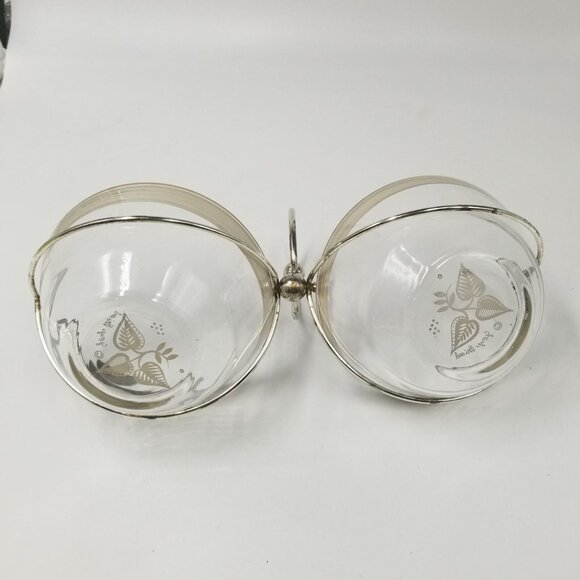 Vintage Silver Overlay Bowls Georges Briard Signed Double Glass Silver Caddy - Picture 6 of 7